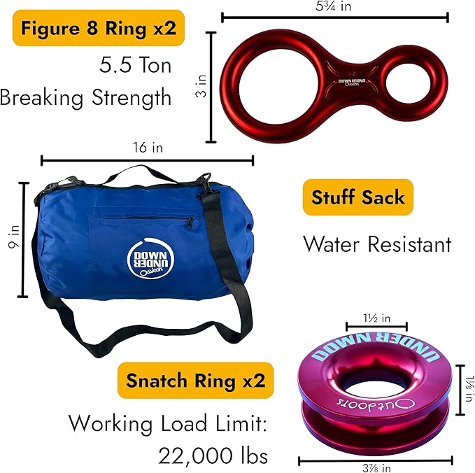 DOWN UNDER OUTDOORS Heavy Duty Game/Log/4x4 Recovery Kit, Deer Drag, 550 ft of - Image 4