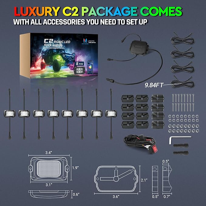 MICTUNING C2 MAX RGB+IC Chasing Color Rock Lights - Image 6
