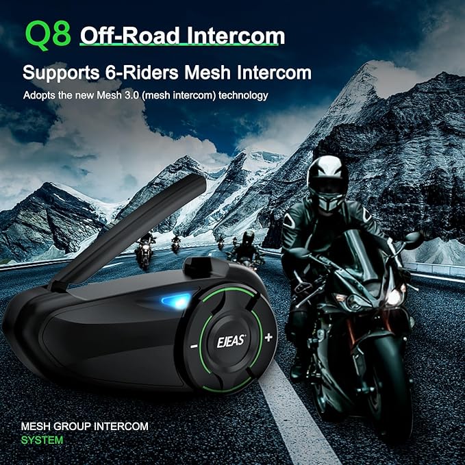 Mesh 3.0 Motorcycle Bluetooth Headset, 6 Riders Group V5.1 Helmet Bluetooth - Image 2