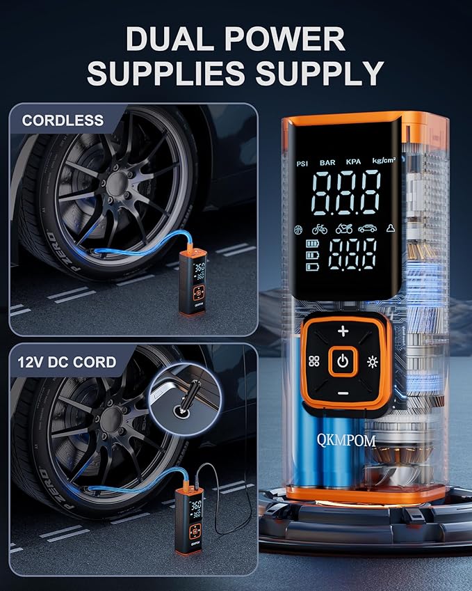 Tire Inflator Portable Air Compressor, 6X Faster 180 PSI Cordless Air Compressor - Image 4