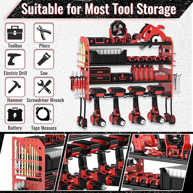 Power Tool Organizer Wall Mount, Garage Tool Storage Shelves - Image 3