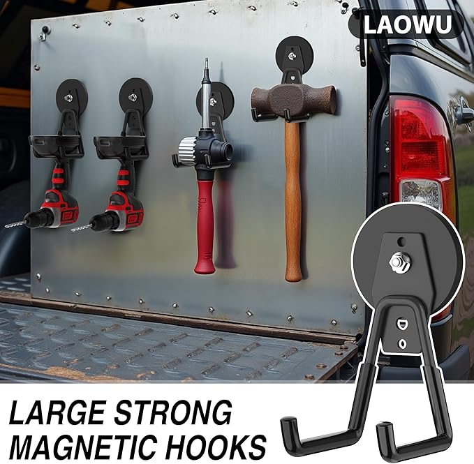 6 Pack Heavy Duty Storage Magnetic Utility Hooks Large Garage Strong Extra - Image 5