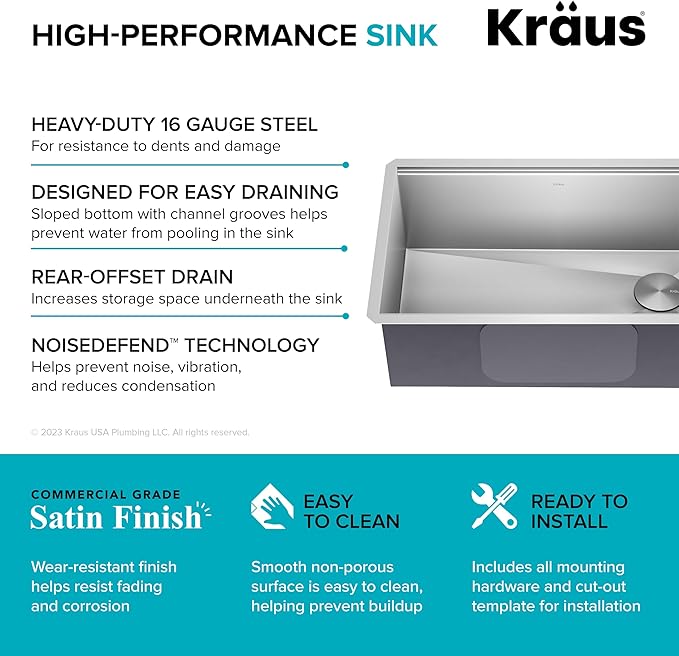KRAUS Kore Workstation 30-inch Undermount 16 Gauge Stainless Steel Kitchen Sink - Image 6