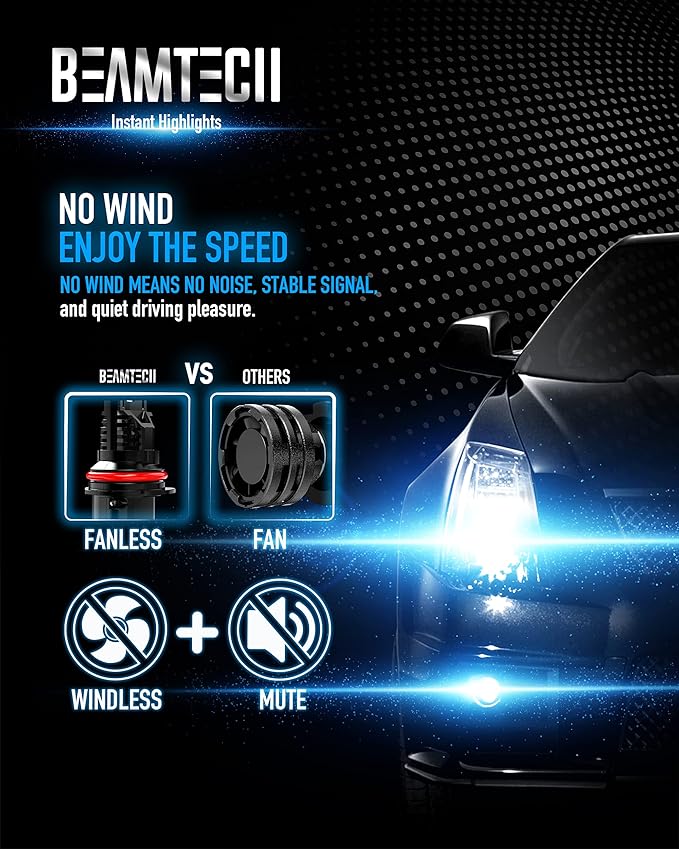 BEAMTECH Bulb, 9007 Fog Light Bulbs Powersports Light Bulb Fanless in Line - Image 3