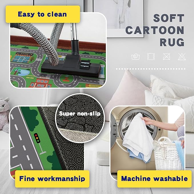 Kids Carpet Playmat Rug for Playroom 5'x 6'6" Toy Car Play Rugs for Bedroom - Image 4