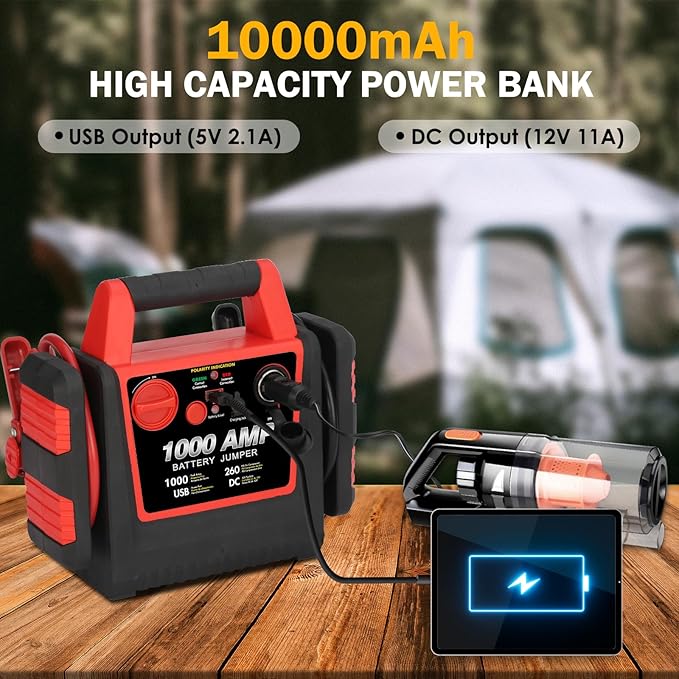 Car Battery Jump Starter-1000Amp 12V Lead-Acid Battery Jump Box - Image 4