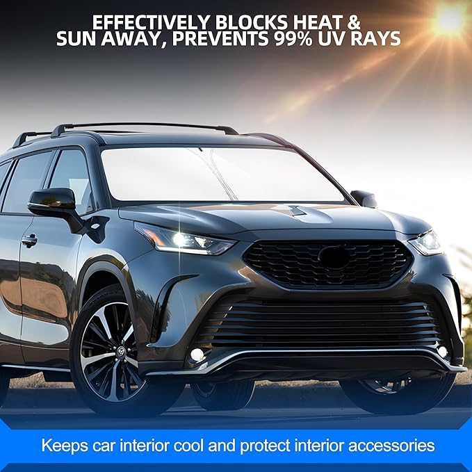 Windshield Sun Shade for Toyo-ta Highlander 2020-2025 2026 Foldable Sunshade - Image 7
