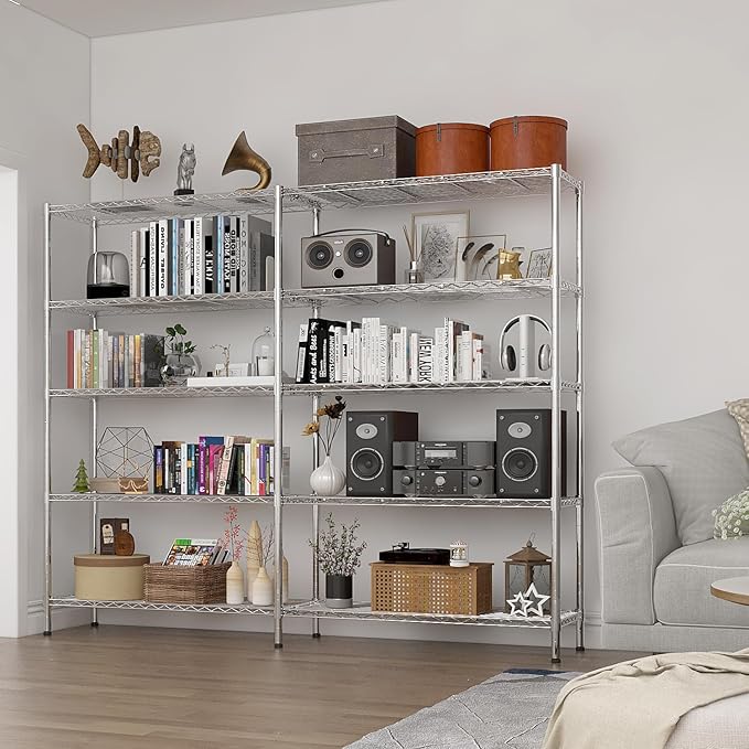 VINGLI 70" W Storage Shelves 1600LBS Heavy Duty Metal Shelving, Upgraded 5 Tier - Image 5