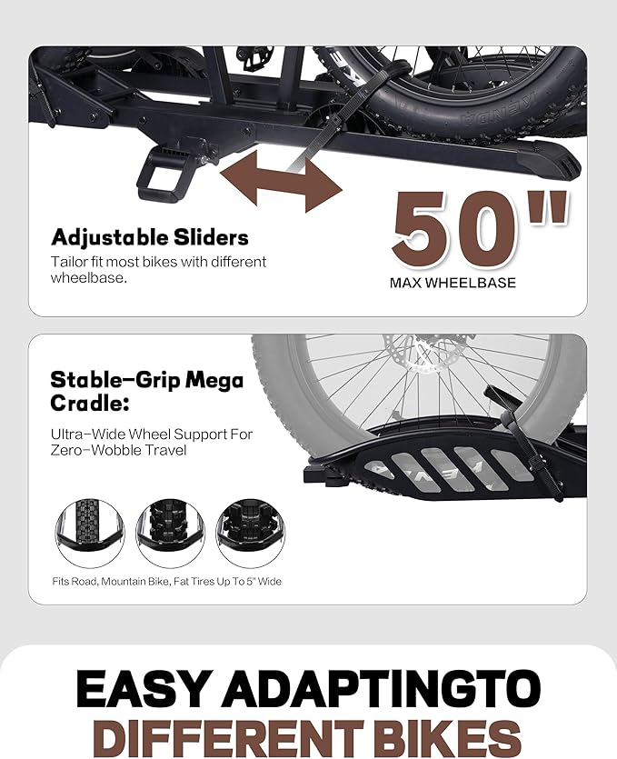Hitch 2-Bike Rack, 200 lbs Capacity E-Bike Carrier Platform Mount - Image 6