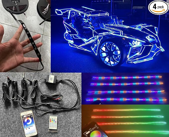Black Out Full Tinted Smoked Addressale LEDs x4PCS 1FT 30CM 12" RGB Dream Color by FijvknxyLights