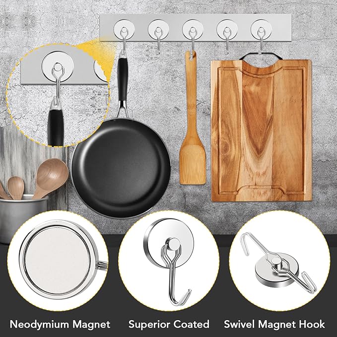 MIKEDE Strong Magnetic Hooks, 110LB Swivel Magnetic Hooks Cruise, Neodymium - Image 2
