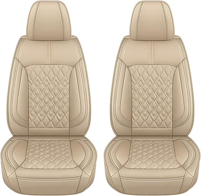 Pariitadin Leather Car Seat Covers Front Pair, Waterproof Breathable Faux - Image 4