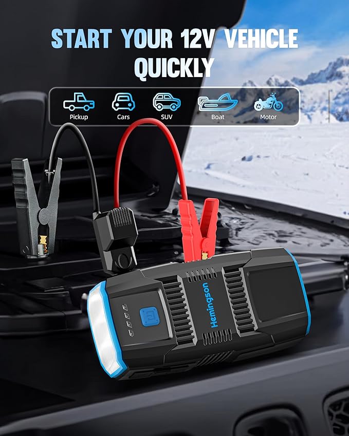 Car Jump Starter, HEMINGSON 2000A Peak Battery Jump Starter Portable 12V Jump - Image 2
