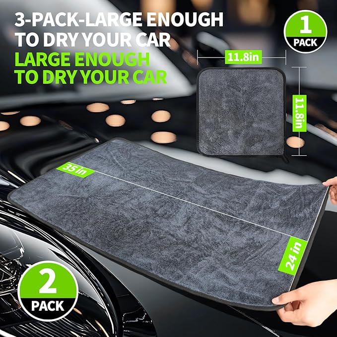 3-Pack Car Drying Towel, Ultra Absorbent Microfiber Towels - Image 2