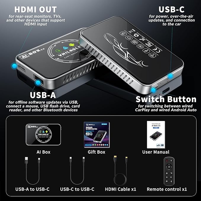 4-in-1 Wireless CarPlay Adapter & Android Auto Wireless Adapter, Stream Netflix - Image 8