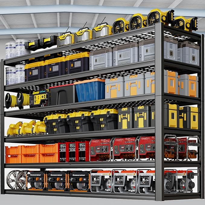 67" W Garage Shelving Heavy Duty, Adjustable 6 Tier Metal Shelves, Commercial by PMKES