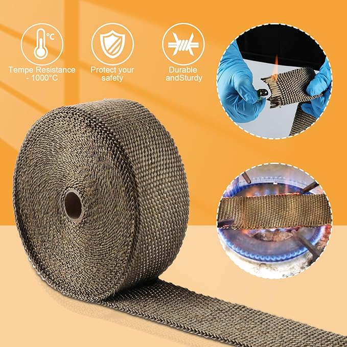 Exhaust Heat Wrap, Tooomplus 2'' x 50' Fiberglass Heat Shield Tape, Heat Wrap - Image 4