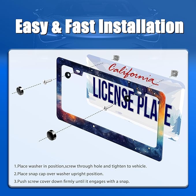 Watercolor Galaxy License Plate Frame Colorful Starry Sky License Plate - Image 3