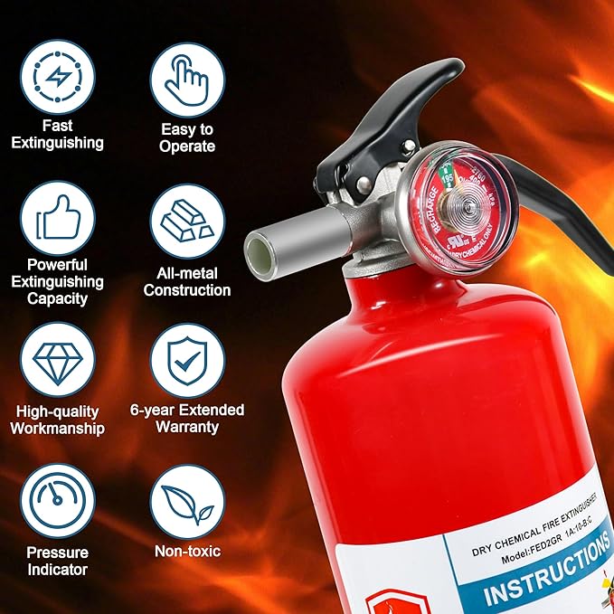 2 Pack Dry Chemical Fire Extinguishers 2.5 lb ABC, Boat Use, 1A:10B:C Rating - Image 2