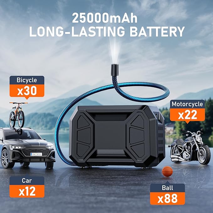 Tire Inflator Portable Air Compressor, 150 PSI Cordless Tire Pump - Image 7