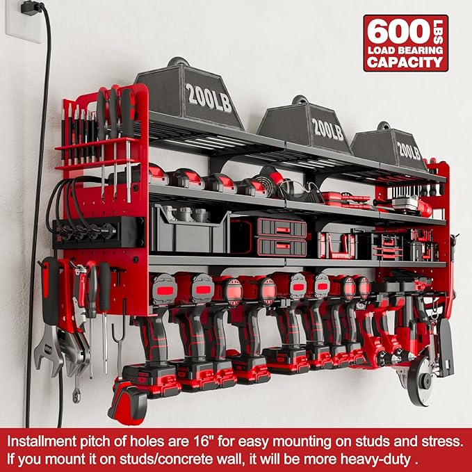 12 Cordless Drill Holder Large Power Tool Organizer Wall Mount - Image 7