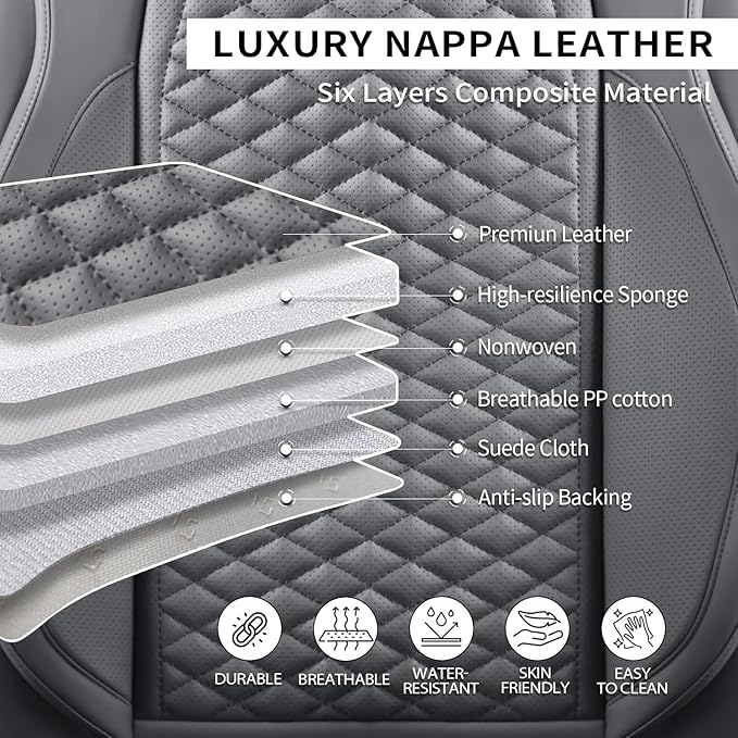 2 Packs Car Seat Covers Leather Car Seat Covers Universal Seat Covers - Image 5