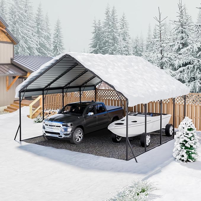 VEVOR Heavy Duty Metal Carport, 20 x 20 ft Outdoor Carport - Image 8