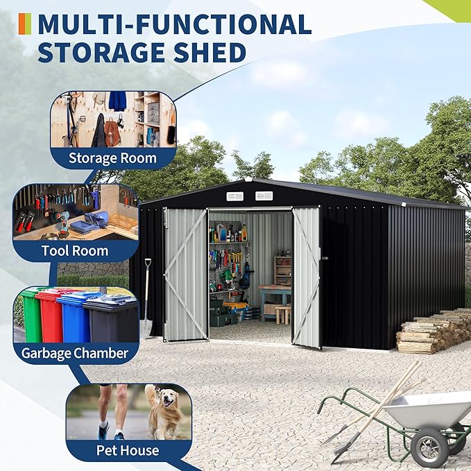 8x10 FT Metal Storage Sheds Outdoor - Image 3