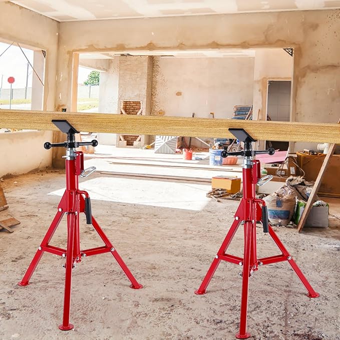 V-Head Pipe Jack Stand, 2500 Lbs Heavy-Duty Folding Pipe Stand - Image 9