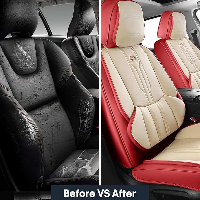 AOOG Front Seat Covers, Car Seat Covers Front Seats, Leather Seat Covers - Image 6