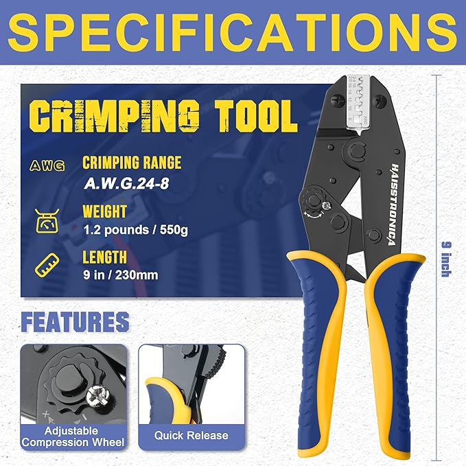 haisstronica ferrule Crimping Tool, 24-8 AWG Sleeves Ferrule Ratchet Wire - Image 2