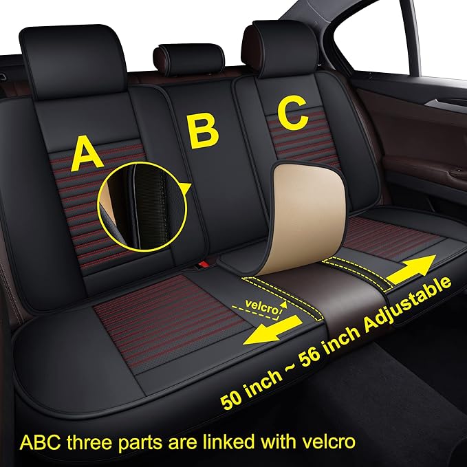 LINGVIDO Leather Car Seat Covers, Breathable and Waterproof Faux Leather - Image 7