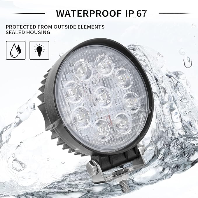 27W Spot Red Round Work LED Light Fog Offroad Off Road Lights Driving Lamp - Image 4