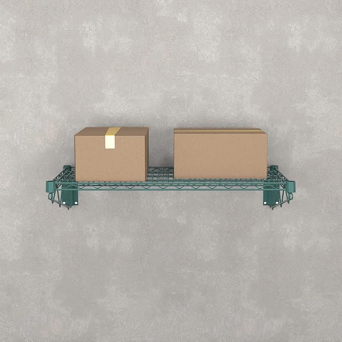 18" x 36" Green Epoxy Wire Wall Mount Shelf - Image 2