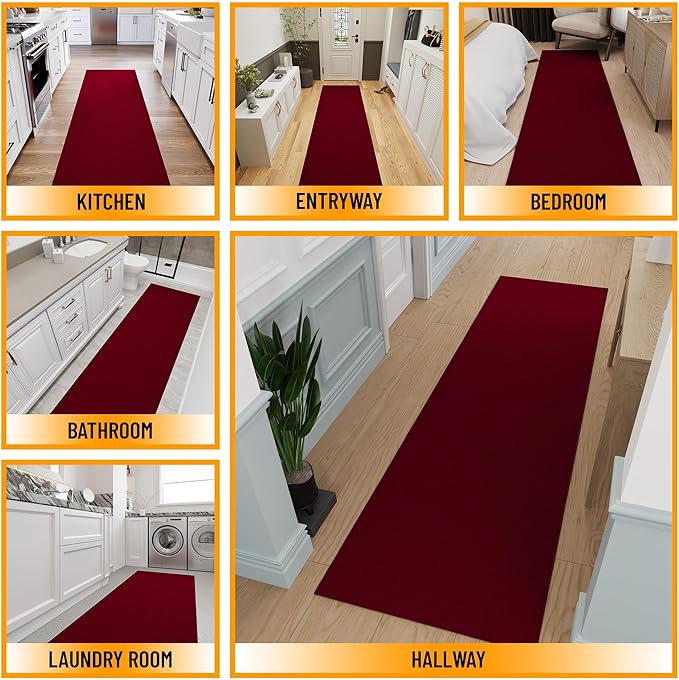 Ottomanson Hallway Runner Rug 2'7" x 12' Non Slip Solid Area Rugs Easy to Clean - Image 3