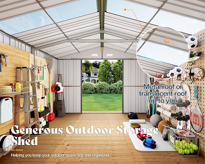 AMERLIFE 10.1x11.5x7.4 FT Galvanized Steel Storage Shed - Image 3