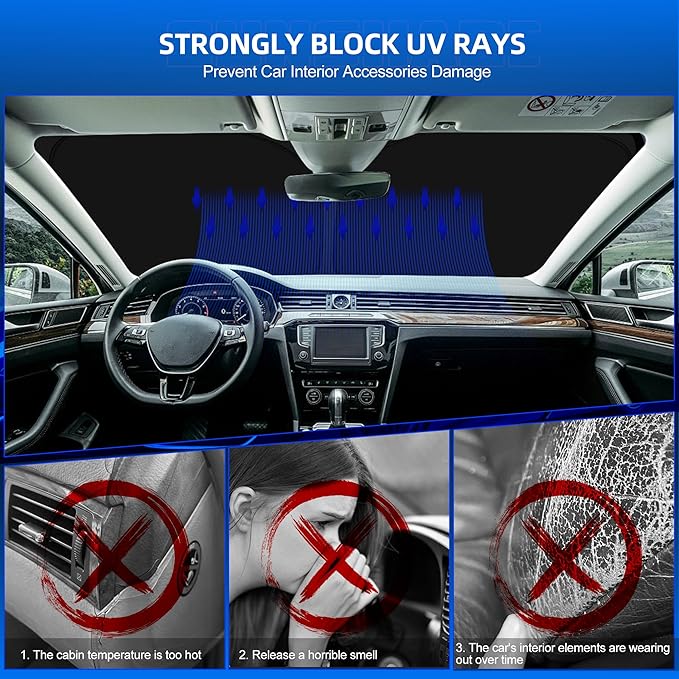 Windshield Sun Shade for Ford Expedition 2018-2025 Foldable Sunshade Custom Fit - Image 4