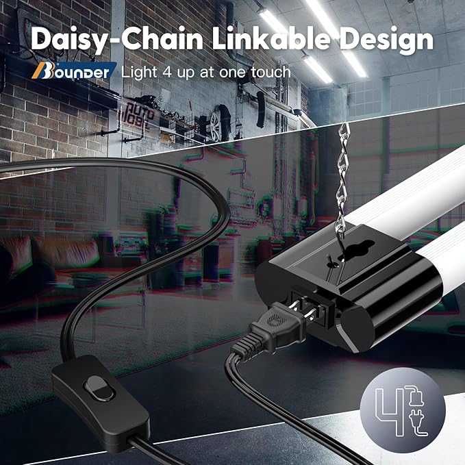 BBOUNDER 10 Pack Linkable LED Utility Shop Light, 4400 LM, 6500K Cool Daylight - Image 5