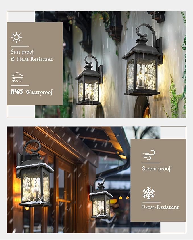 FEMILA 26" Outdoor Wall Light, Large Exterior Wall Lantern - Image 4