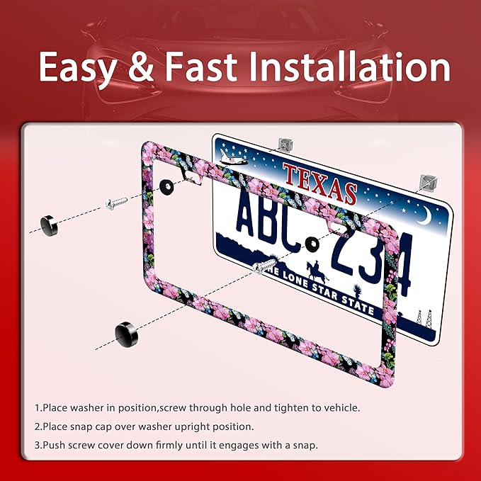 Cherry Blossom Butterfly License Plate Frame Funny License Plate Frames - Image 3