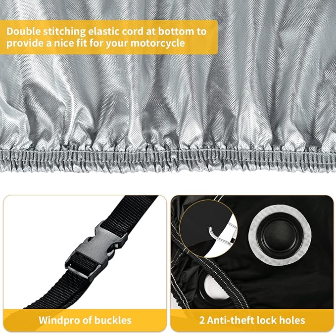 Coverado Motorcycle Cover Waterproof, All Weather Protection Outdoor Full - Image 3