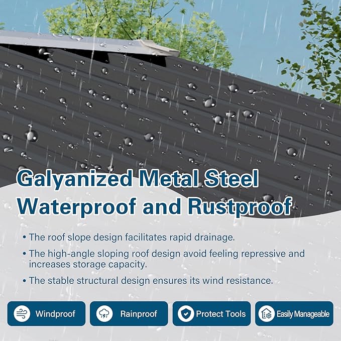 5X3 FT Metal Outdoor Storage Shed, Waterproof Tool House - Image 5