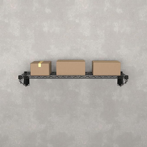 14" x 48" Black Epoxy Wire Wall Mount Shelf - Image 2