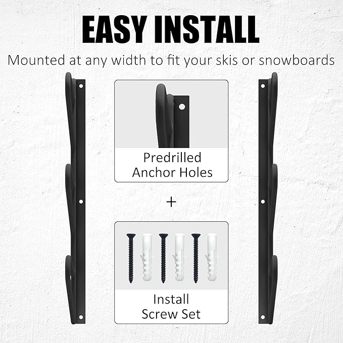 UNITEDPOWER Ski Storage Rack, Wall Mounted Snowboard Organizer Shelf, Wall - Image 4