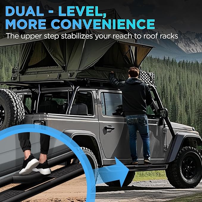 Running Boards Compatible with 2007-2018 Jeep Wrangle JK 4 Doors, Carbon Steel - Image 6