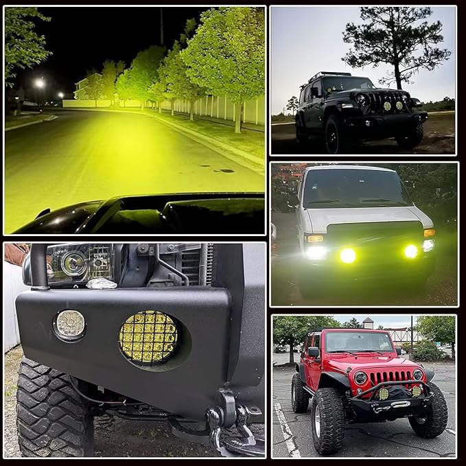 BIGLIONX 6inch 2pcs Amber Round LED Offroad Lights Amber Offroad Driving Fog - Image 8