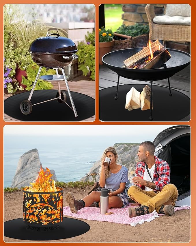 Round BBQ Grill Mat, 48 Inch Double-Sided Fireproof Pad 4-Layer Deck Protector - Image 7