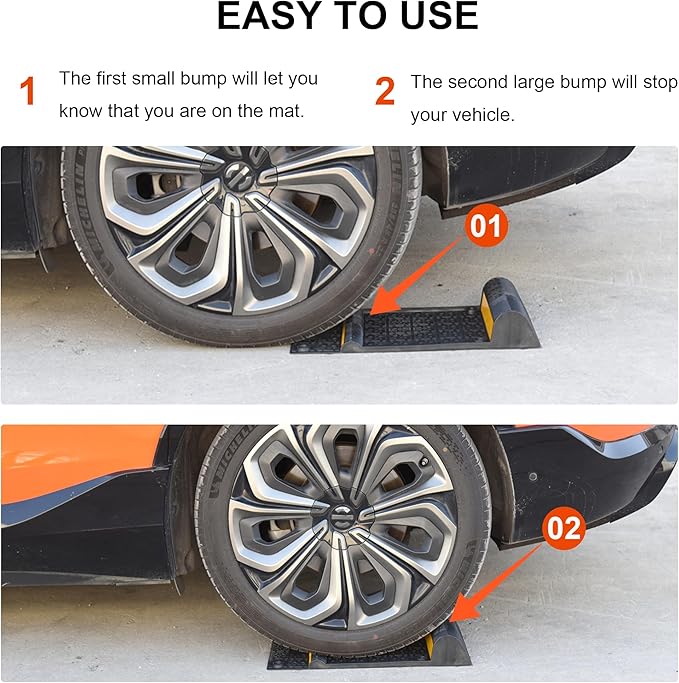 OrangeStar 4 Pack Parking Guide Mat, 21” Heavy Duty PU Wheel Stopper - Image 4