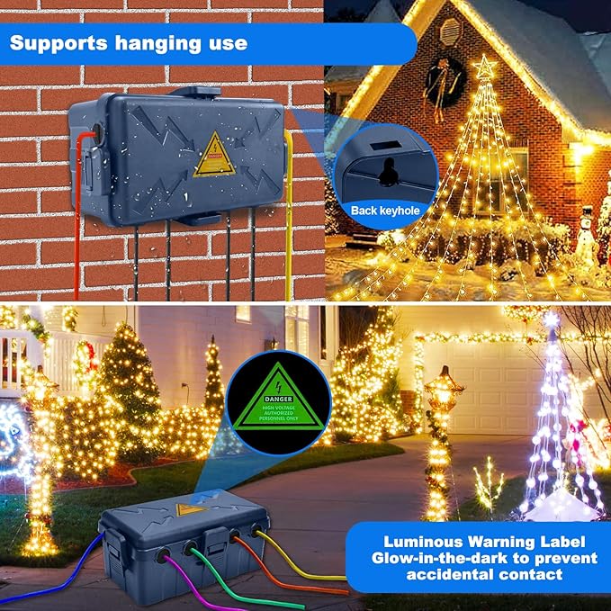 Hrensaw Medium Outdoor Electrical Box, Weatherproof Connection Box w/6 Cable - Image 6