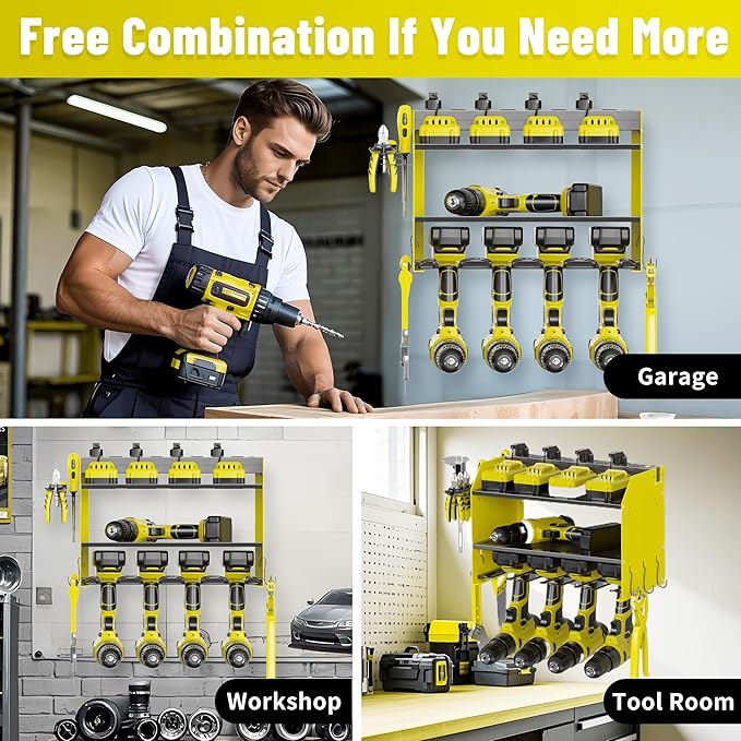 3-Tier Modular Drill Holder & Power Tool Organizer Wall Mount - Image 6